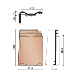 TUILE DE RIVE A RABAT GAUCHE OPALYS RUSTIQUE - 3.9/ml
